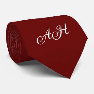 Burgundy Initial Groomsmen Monogram Monogrammed Tie
