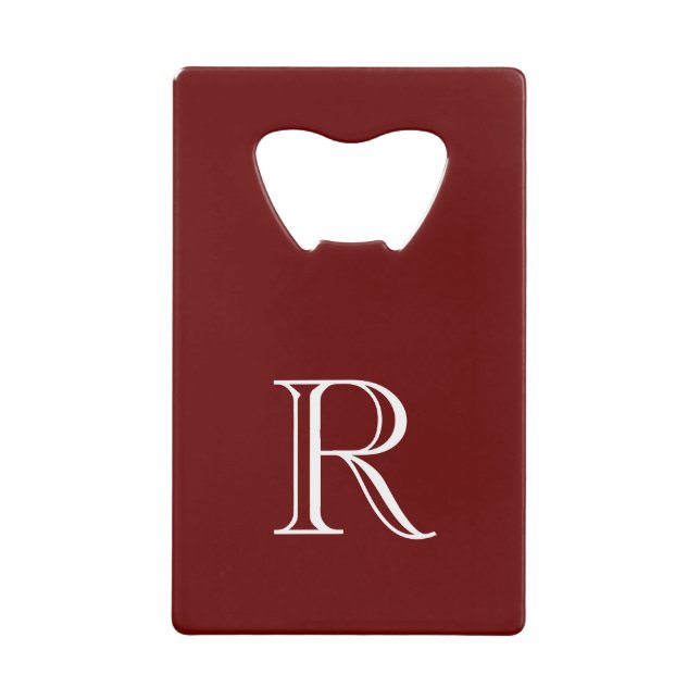 Burgundy Initial Stainless Steel Bottle Opener (Front)
