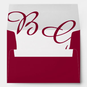 Burgundy Initials Autumn 5x7 Wedding Invitation Envelope