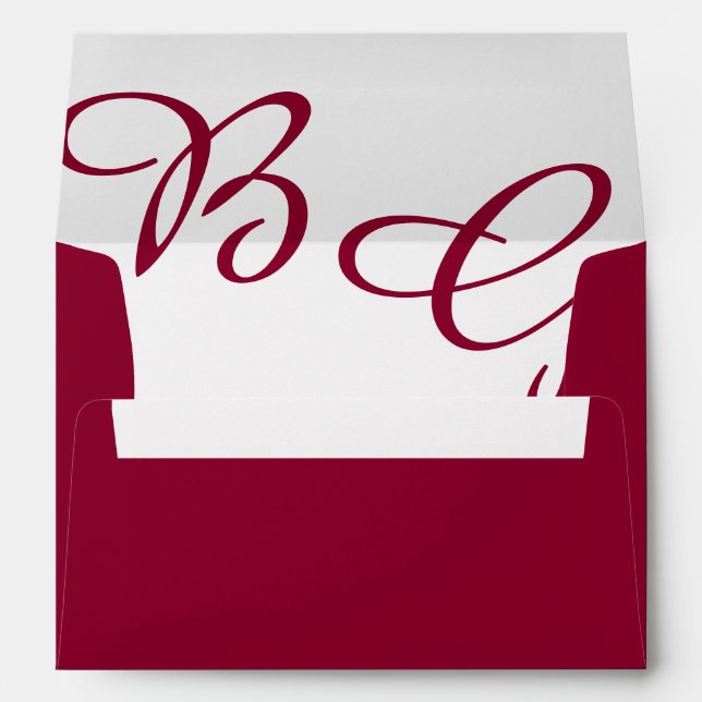 Burgundy Initials Autumn 5x7 Wedding Invitation Envelope (Back (Bottom))