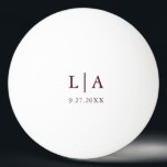 Burgundy Initials Wedding Personalised Ping Pong Ball<br><div class="desc">Gorgeous burgundy ping pong ball. Perfect gift for the newlyweds in your life!</div>