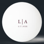 Burgundy Initials Wedding Personalised Ping Pong Ball<br><div class="desc">Gorgeous burgundy ping pong ball. Perfect gift for the newlyweds in your life!</div>