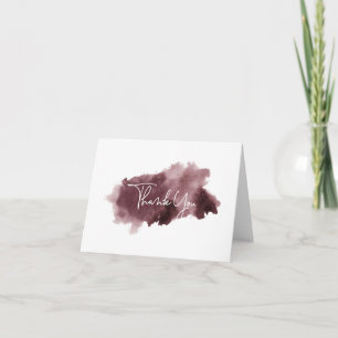 Burgundy Ink Wash Thank You Note Card