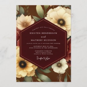 Burgundy Ivory Bloom Wedding Invitation