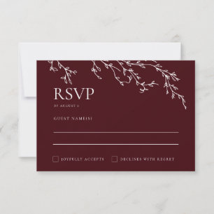 Burgundy & Ivory Botanical Elegant Wedding RSVP Card