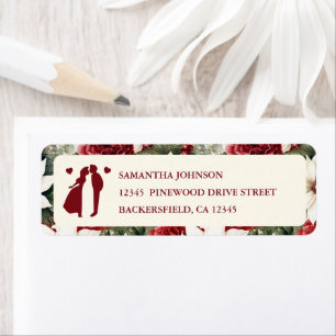 Burgundy Ivory Floral Wedding Return Address
