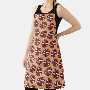 Burgundy-Ivory Flower Ribbon by Kenneth Yoncich Apron