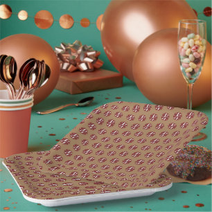 Burgundy-Ivory Flower Ribbon by Kenneth Yoncich Paper Plate