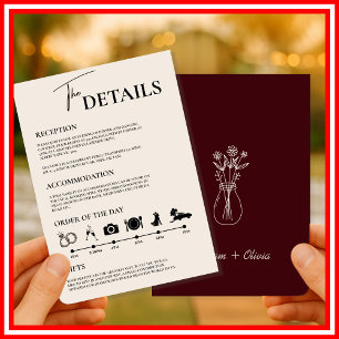Burgundy & Ivory Formal Wedding Order of Events Invitation