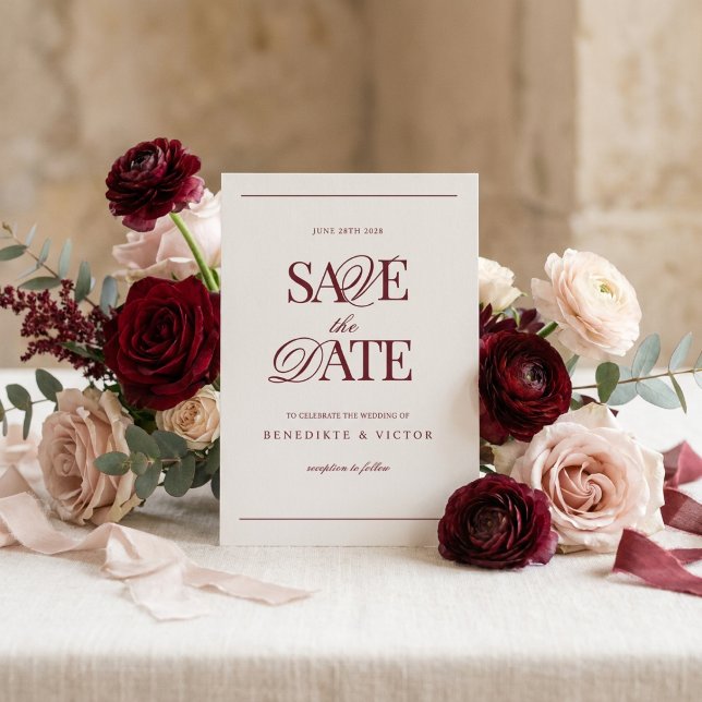 Burgundy Ivory Monogram Save The Date (Creator Uploaded)