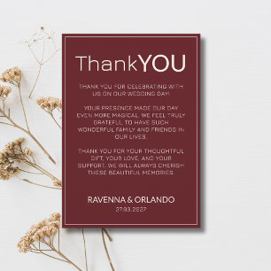 Burgundy Ivory Old Money Modern Thank You Card
