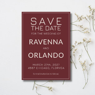 Burgundy Ivory Old Money Modern Wedding Save The Date