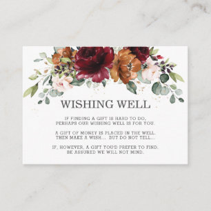 Burgundy Ivory Orange Floral Wedding Wishing Well Enclosure Card