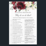 Burgundy Ivory Rose Floral Wedding Traditions Game<br><div class="desc">Simply press the customise it button to edit texts,  further re-arrange and format the style and placement of the texts.  Matching items available in store!  Answer Key: 1.L 2.P 3.E 4.N 5.B 6.A 7.G 8.M 9.O 10.H 11.D 12.C 13.J 14.K 15.F 16.R 17.I 18.Q (c) The Happy Cat Studio.</div>