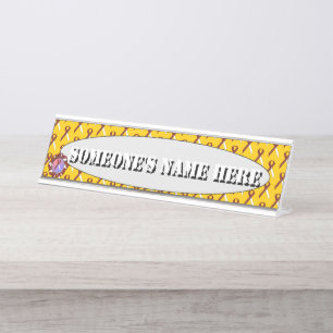 Burgundy-Ivory Standard Ribbon by Kenneth Yoncich Desk Name Plate