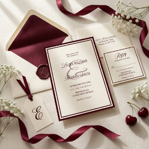 Burgundy Ivory Wedding Invitation