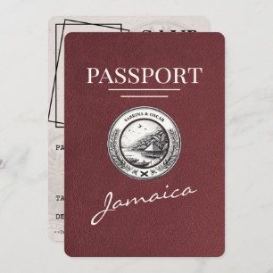 Burgundy Jamaica Passport Save The Date
