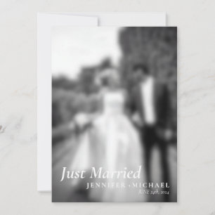 Burgundy Just Married Elegant Simple Wedding Photo Invitation