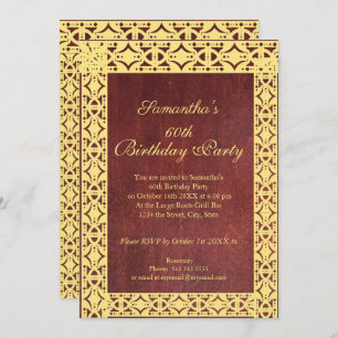 Burgundy Lace 60th Birthday Party Invitation