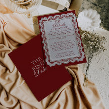 Burgundy Lace Doily Old Money Wedding Details