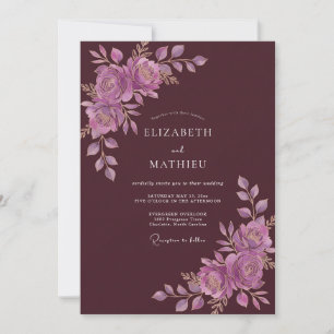 Burgundy Lavish Romantic Wedding Invitation
