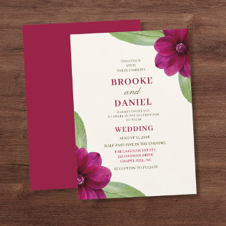 Burgundy Layered Dahlia Wedding Invitation