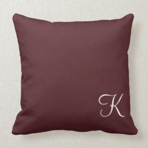 Burgundy Leather Monogram Cushion