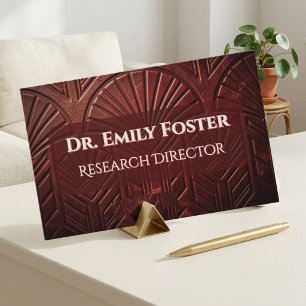 Burgundy Leather Texture Art Deco Modern Minimal Business Card