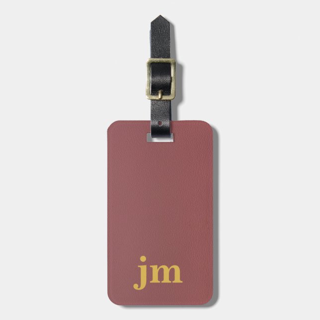 Burgundy leather texture customer design  luggage tag (Front Vertical)