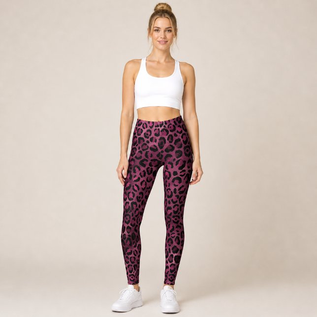 Burgundy Leopard Leggings (Creator Uploaded)