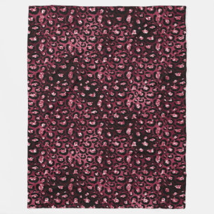 Burgundy Leopard Print Glitter Fleece Blanket