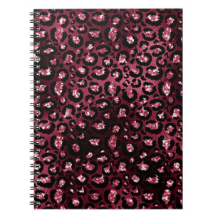 Burgundy Leopard Print Glitter Notebook