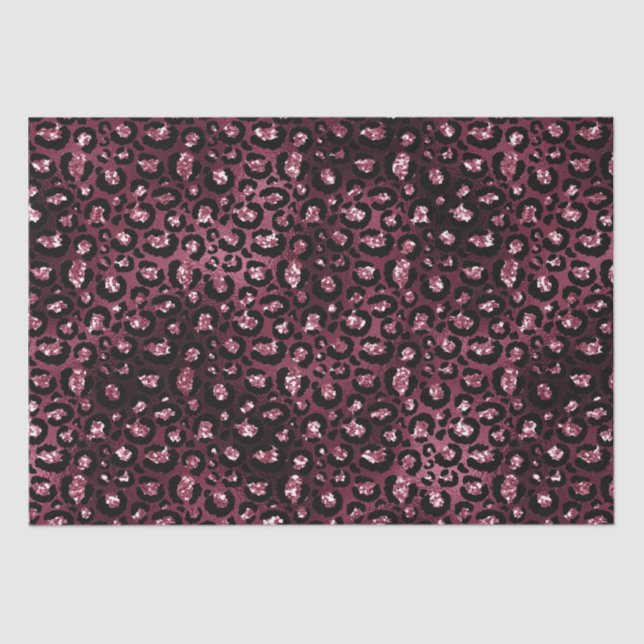 Burgundy Leopard Print Glitter Tissue Paper (Front)