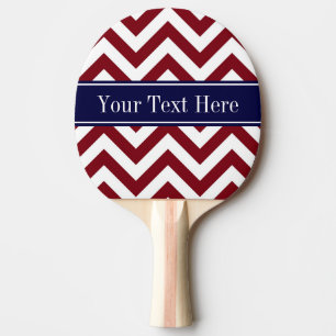 Burgundy Lg Chevron Navy Blue Name Monogram Ping Pong Paddle