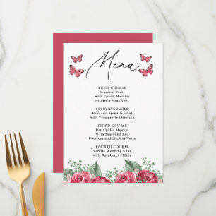 Burgundy Lifetime of Butterflies Bridal Shower Menu
