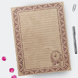 Burgundy Lines Border with Clock on Rustic Texture Notepad<br><div class="desc">A beautiful pad of lined pages - Burgundy lines and border with clock design on rustic texture antique parchment paper background.</div>