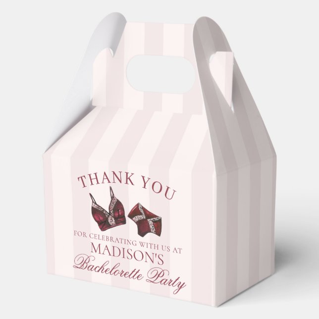 Burgundy Lingerie Bachelorette Party Favour Gable Favour Box (Front)