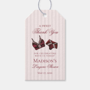 Burgundy Lingerie Shower Bachelorette Bridal Favor Gift Tags