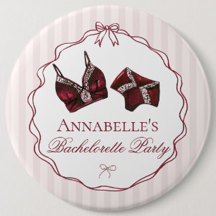 Burgundy Lingerie Shower Bachelorette Party Favor 6 Cm Round Badge