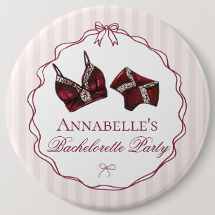 Burgundy Lingerie Shower Bachelorette Party Favour 6 Cm Round Badge
