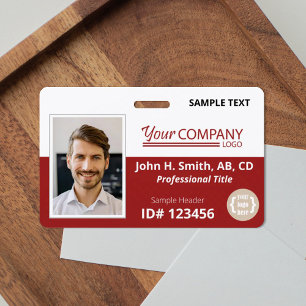 Burgundy Logo Entry Employee Photo ID ID Badge