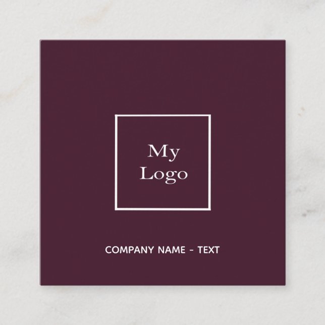 Burgundy logo QR code elegant  Square Business Card (Front)