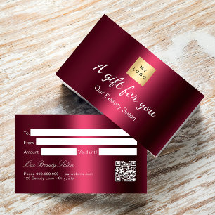 Burgundy logo qr code gift certificate card