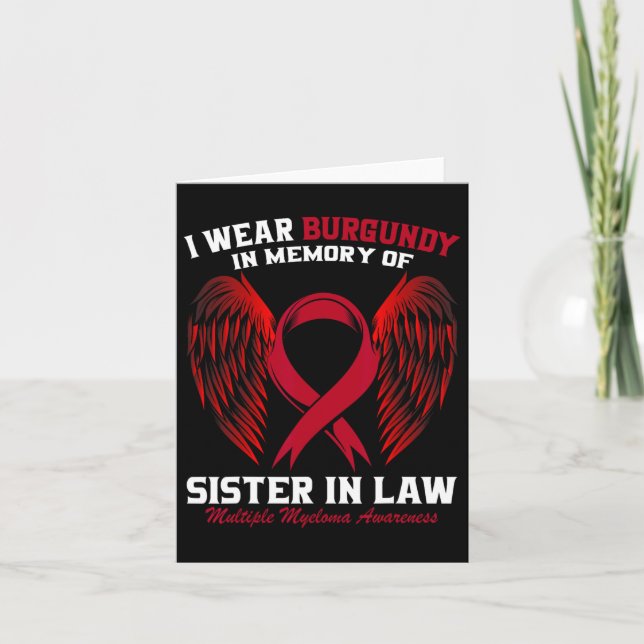 Burgundy Loss Of Sister In Law Multiple Myeloma Aw Card (Front)