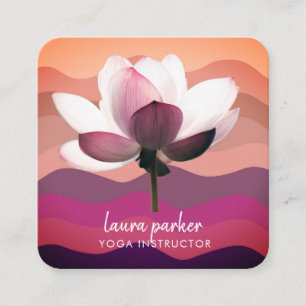 burgundy Lotus Flower Yoga Instructor Watercolor Square Business Card