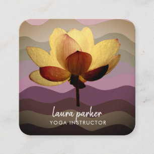 Burgundy Lotus Flower Yoga Instructor Watercolor Square Business Card