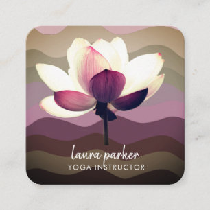 burgundy Lotus Flower Yoga Instructor Watercolor Square Business Card