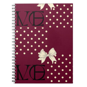Burgundy Love Bow Vintage Polka Dot Coquette Notebook