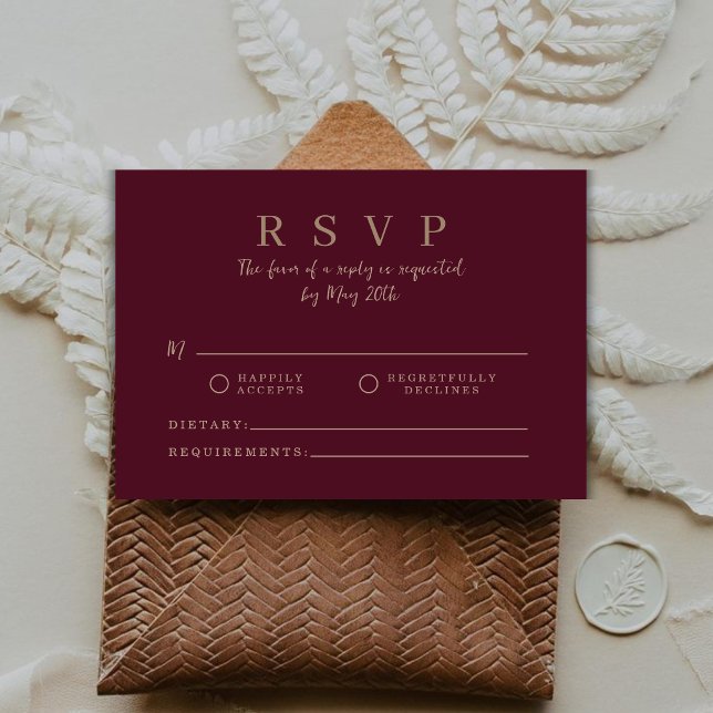 Burgundy Luxury Wedding RSVP Response Cards (Creator Uploaded)