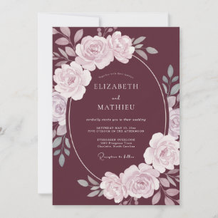 Burgundy Majestic Fall Wedding Invitation